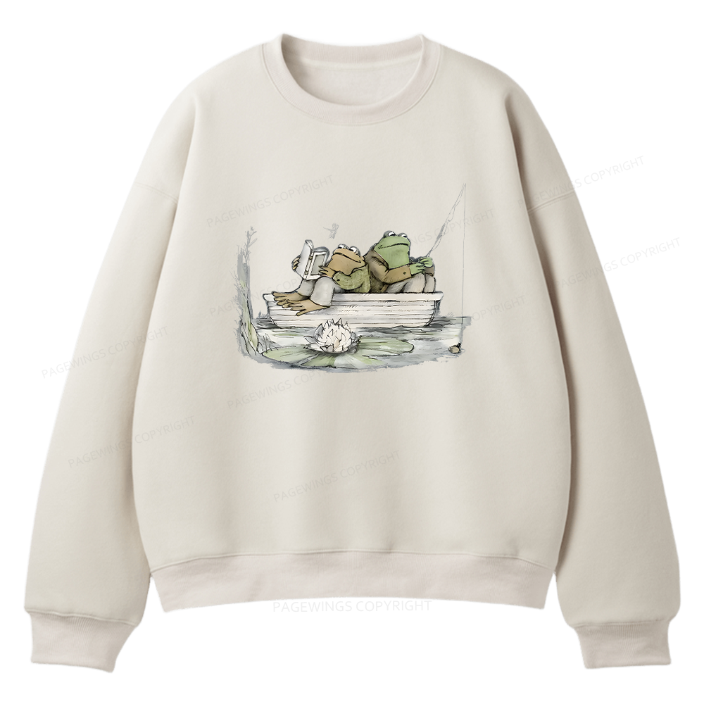 Pagewings Frog Reading Unisex Fleece Sweatshirt Set 
