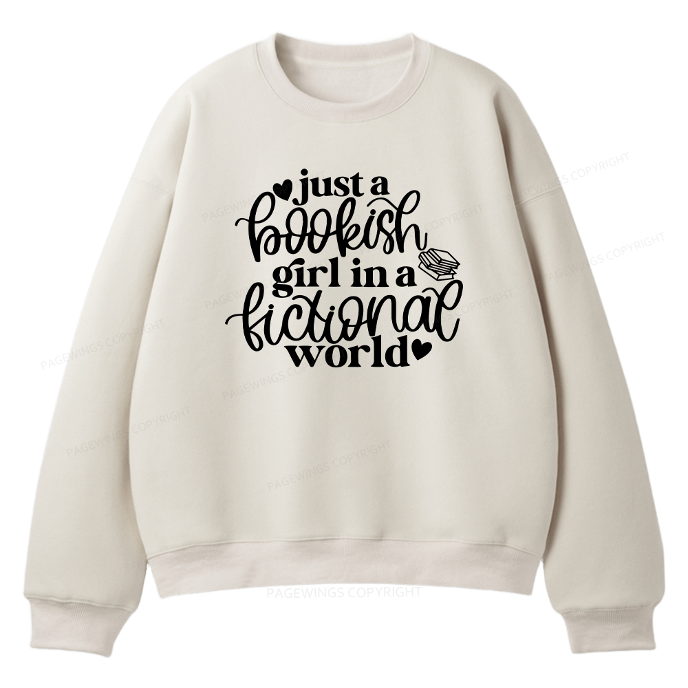 Pagewings Just A Bookish Girl In A Fictional World Unisex Fleece Sweatshirt Set 