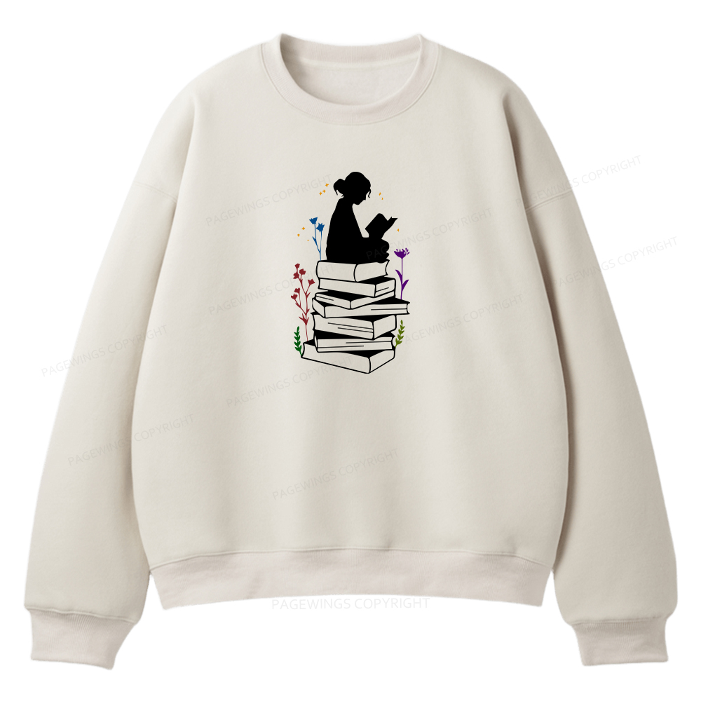 Pagewings Girl Reading Unisex Fleece Sweatshirt Set 
