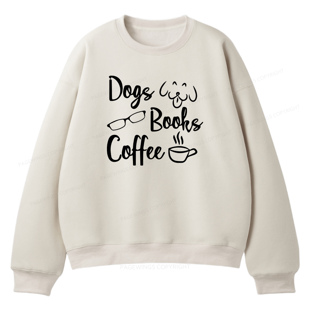 Pagewings Dogs Books Coffee Unisex Fleece Sweatshirt Set 