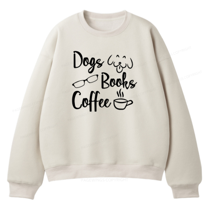 Pagewings Dogs Books Coffee Unisex Fleece Sweatshirt Set 