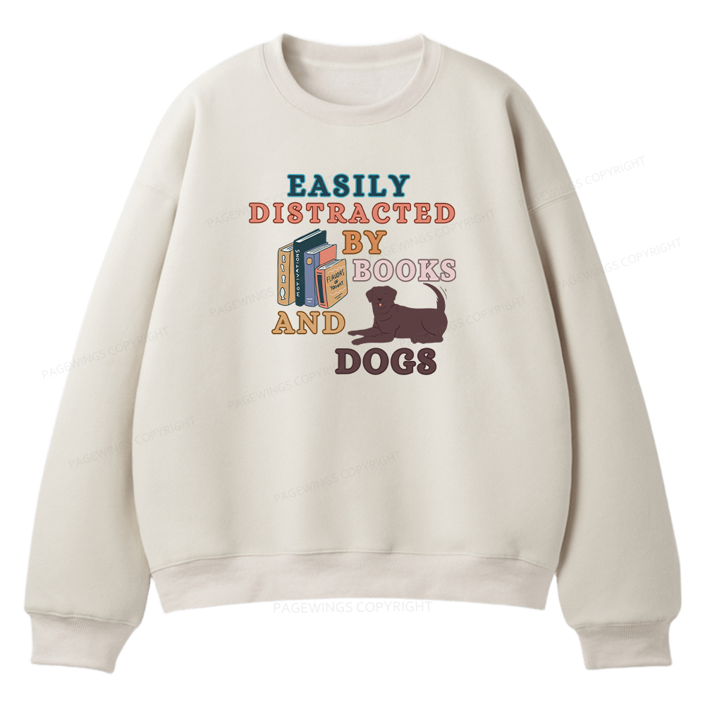 Pagewings Easily Distracted By Books And Labrador Unisex Fleece Sweatshirt Set 