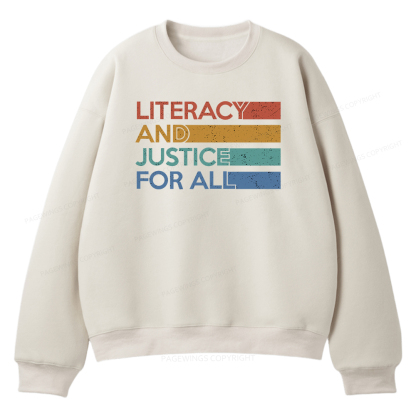 Pagewings Literacy and Justice For All Unisex Fleece Sweatshirt Set 