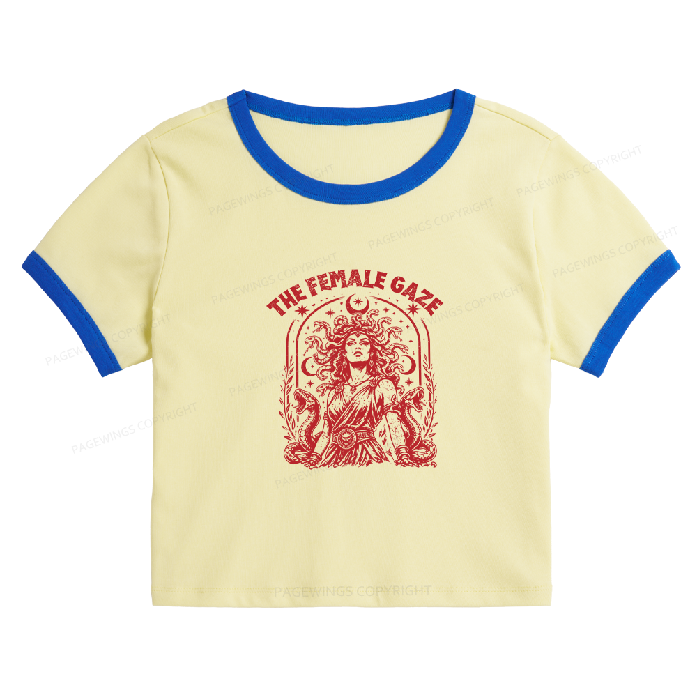 Pagewings Vintage Medusa Feminist Baby Tee Cropped Ringer T-Shirt