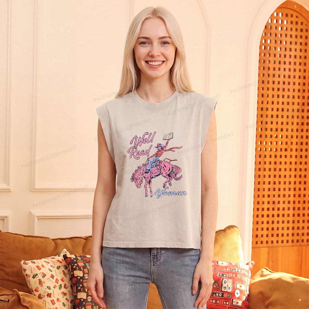 Pagewings Well Read Woman Women's Washed Tank Top