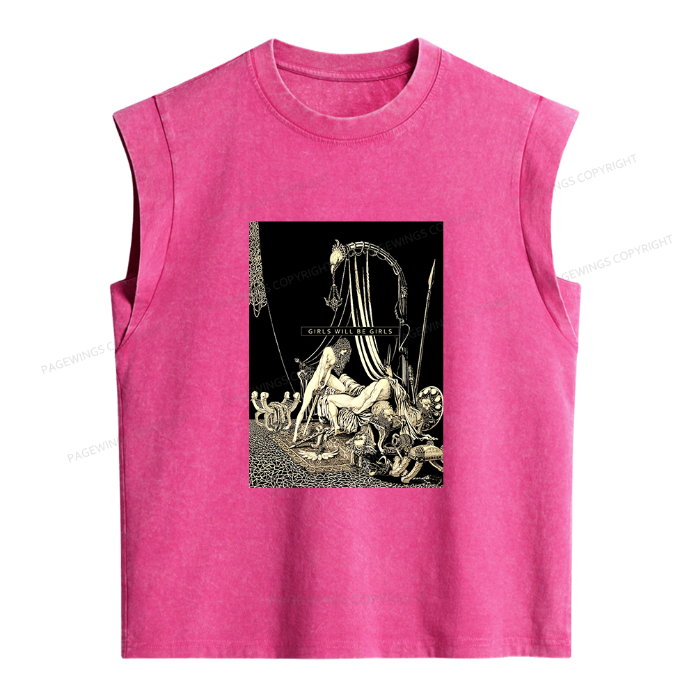 Pagewing Girls Will Be Girls Women's Washed Tank Top