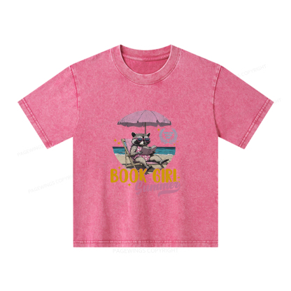 Pagewings Book Girl Summer Unisex Kids Washed T-shirt