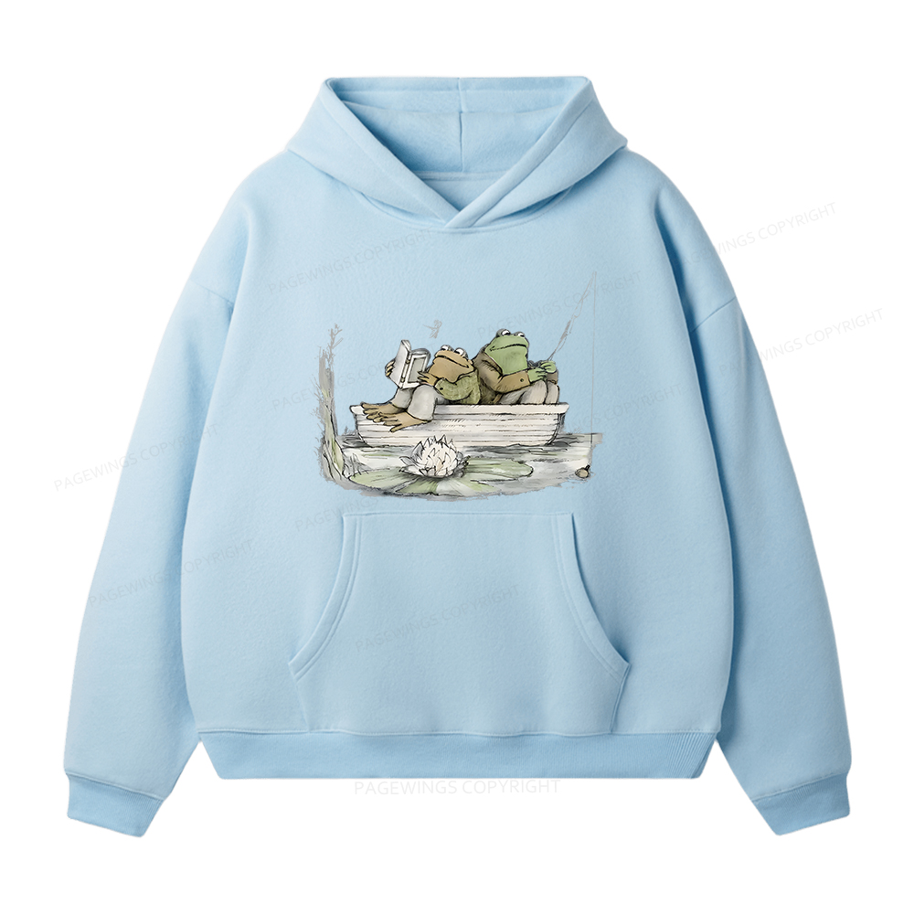 Pagewings Frog Reading Unisex Fleece Hoodie Set