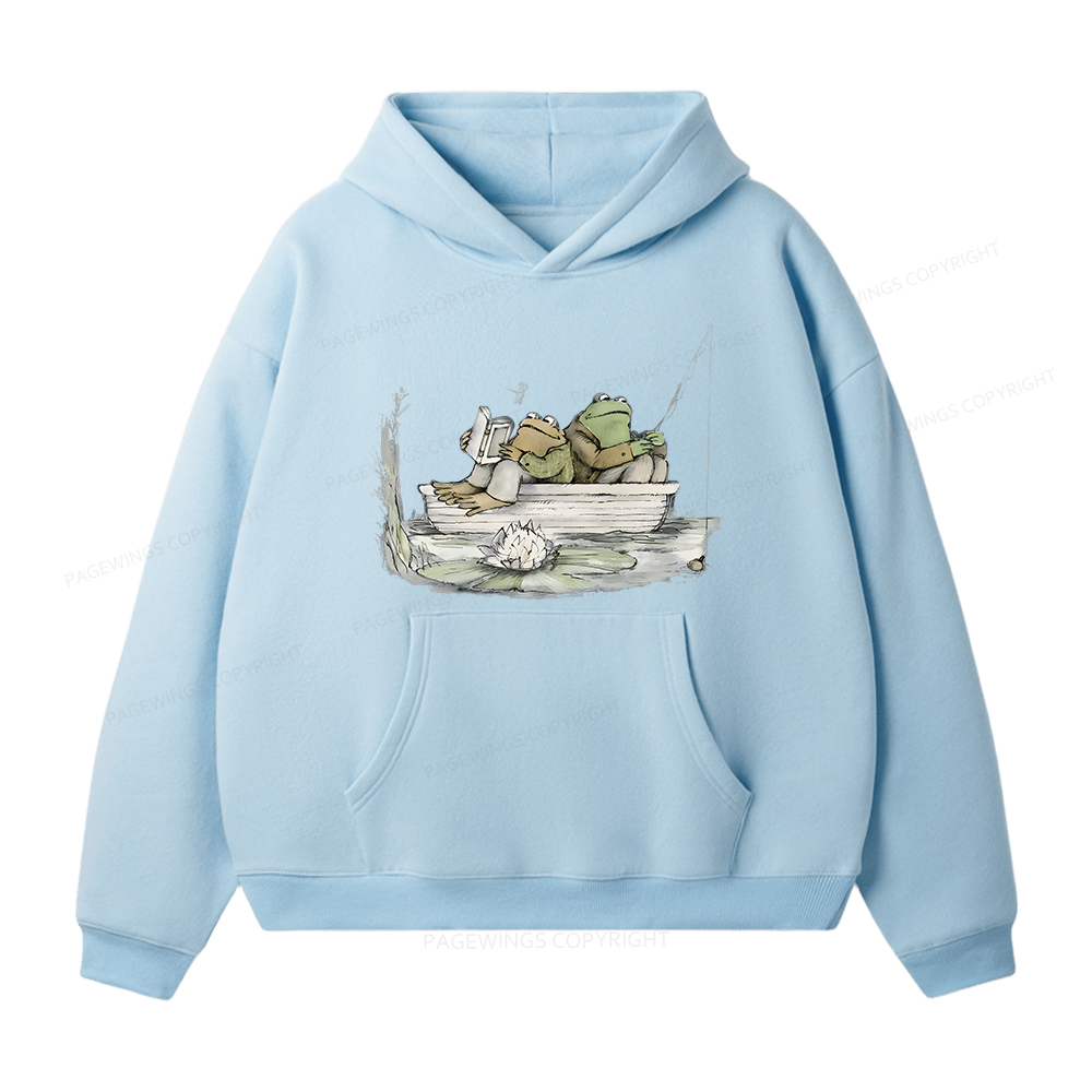 Pagewings Frog Reading Unisex Fleece Hoodie Set