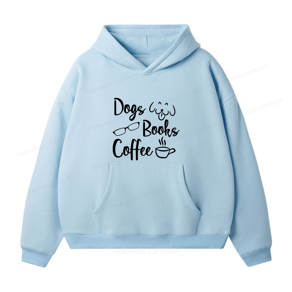 Pagewings Dogs Books Coffee Unisex Fleece Hoodie Set
