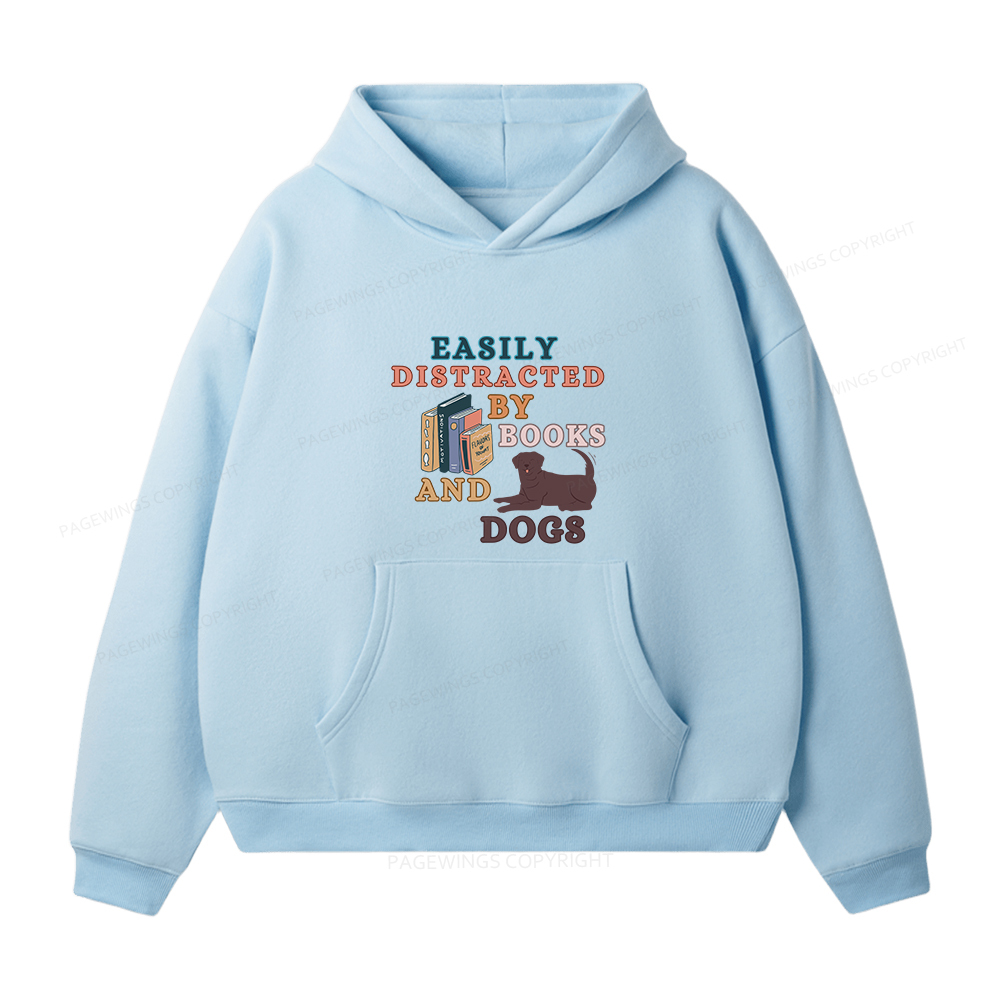 Pagewings Easily Distracted By Books And Labrador Unisex Fleece Hoodie Set