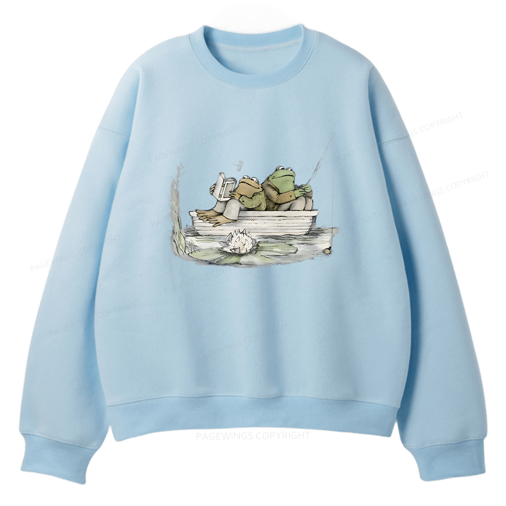 Pagewings Frog Reading Unisex Fleece Sweatshirt Set 