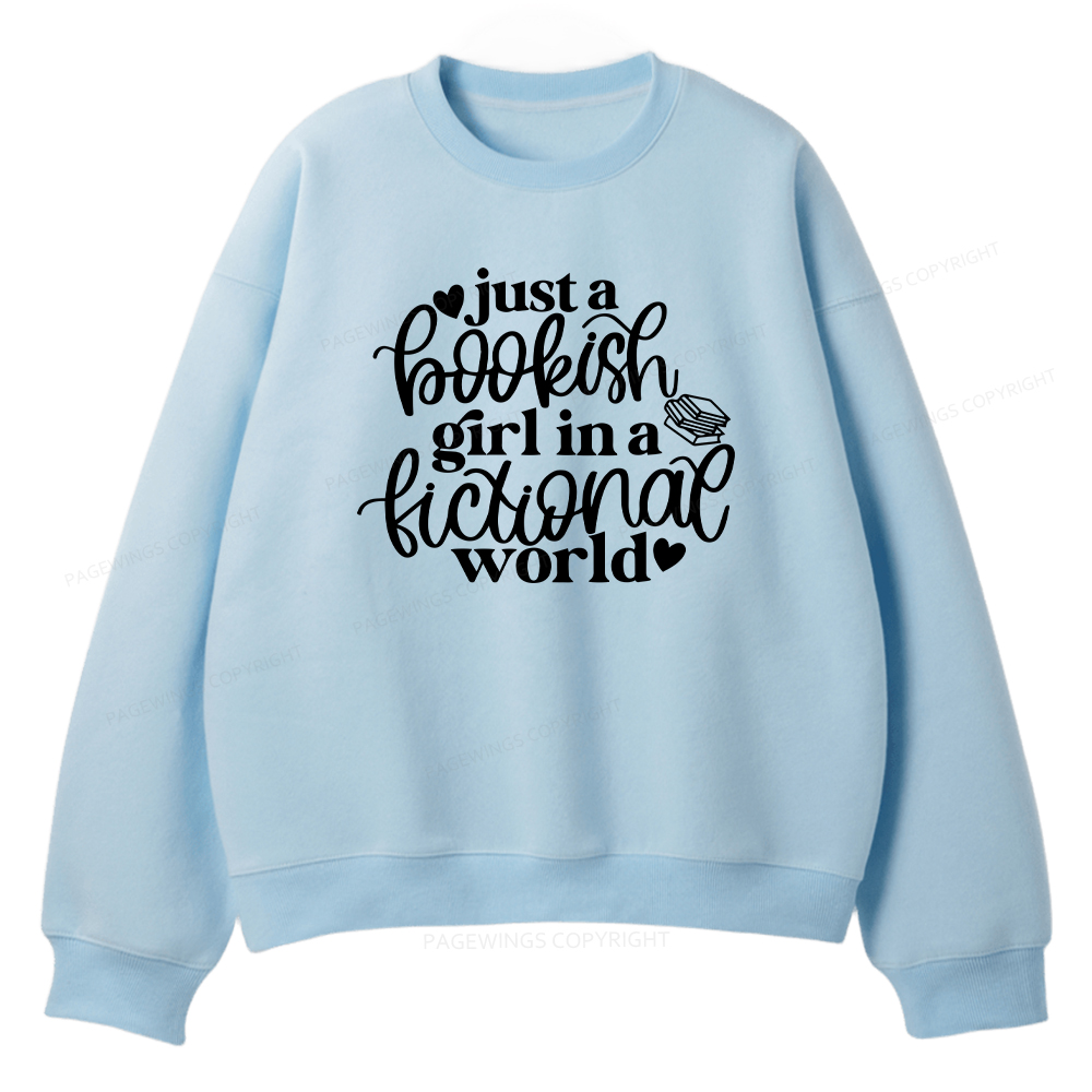 Pagewings Just A Bookish Girl In A Fictional World Unisex Fleece Sweatshirt Set 
