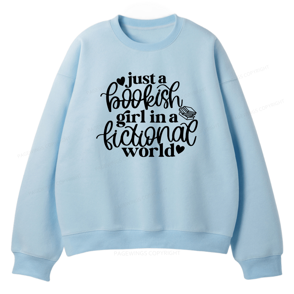 Pagewings Just A Bookish Girl In A Fictional World Unisex Fleece Sweatshirt Set 