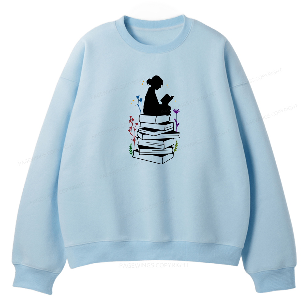 Pagewings Girl Reading Unisex Fleece Sweatshirt Set 