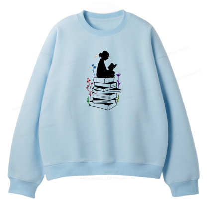 Pagewings Girl Reading Unisex Fleece Sweatshirt Set 