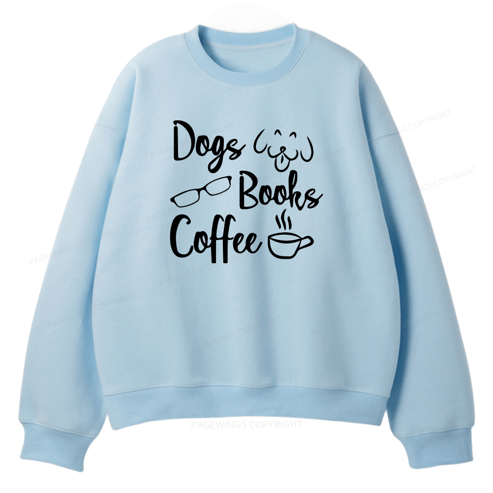 Pagewings Dogs Books Coffee Unisex Fleece Sweatshirt Set 