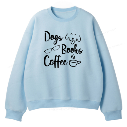 Pagewings Dogs Books Coffee Unisex Fleece Sweatshirt Set 