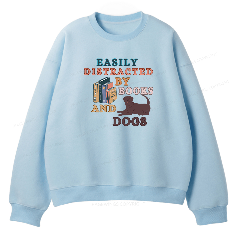 Pagewings Easily Distracted By Books And Labrador Unisex Fleece Sweatshirt Set 