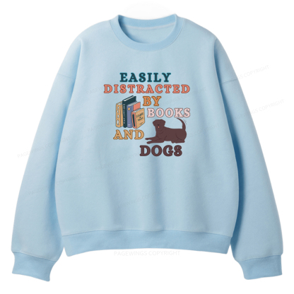 Pagewings Easily Distracted By Books And Labrador Unisex Fleece Sweatshirt Set 