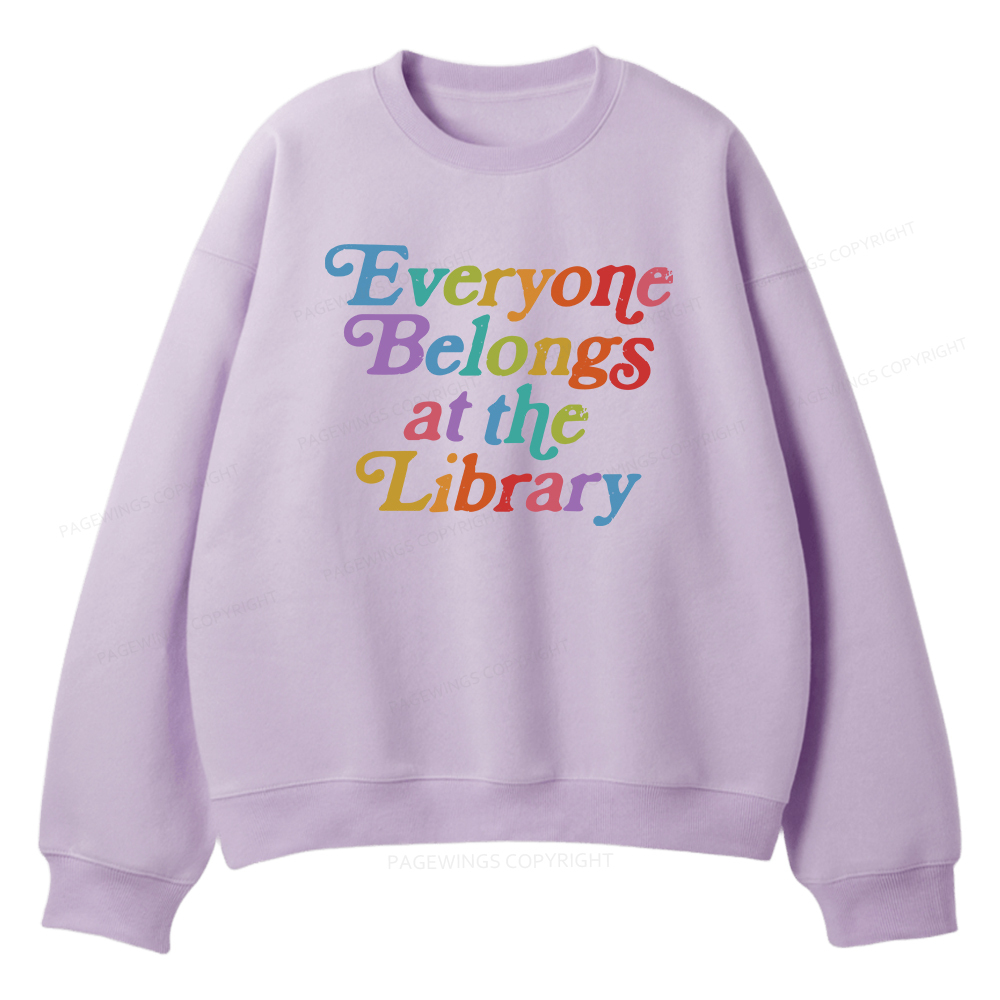 Pagewings Everyone belongs at the library Unisex Fleece Sweatshirt Set 