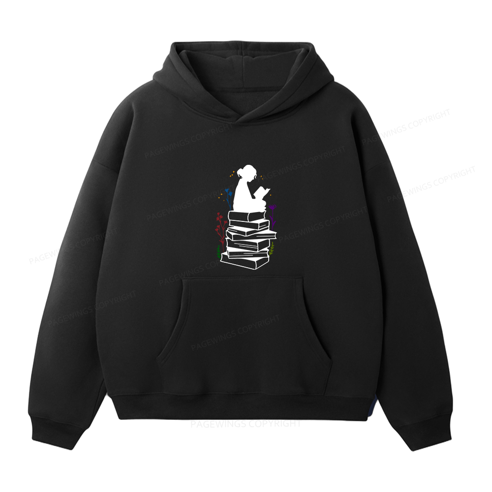 Pagewings Girl Reading Unisex Fleece Hoodie Set