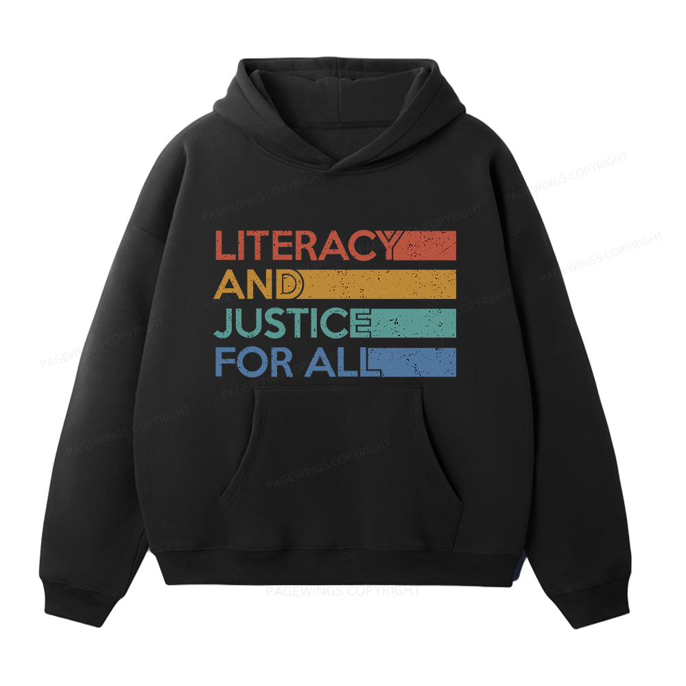 Pagewings Literacy and Justice For All Unisex Fleece Hoodie Set