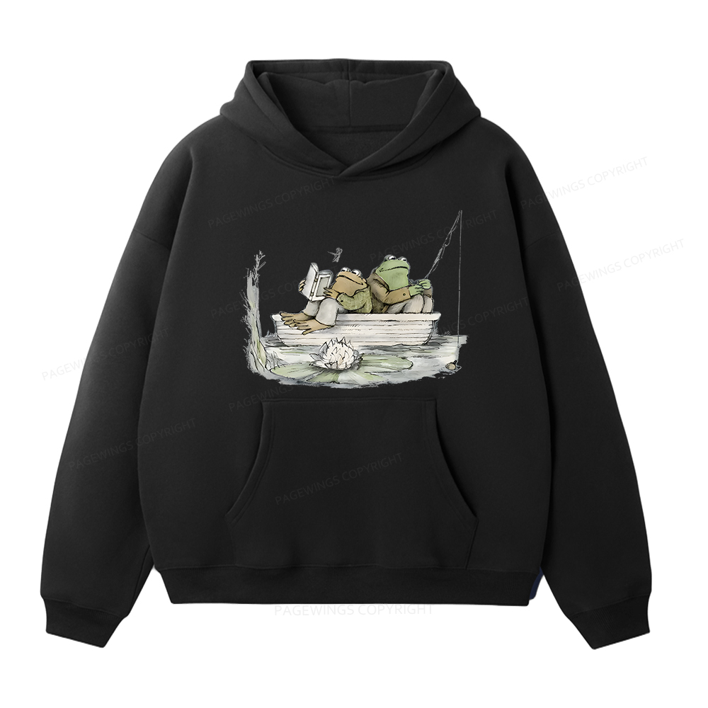 Pagewings Frog Reading Unisex Fleece Hoodie Set