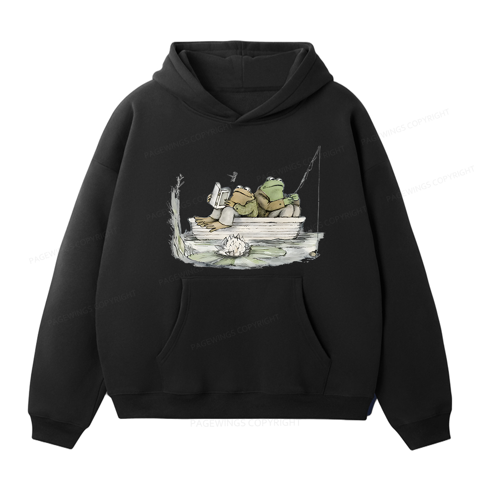 Pagewings Frog Reading Unisex Fleece Hoodie Set