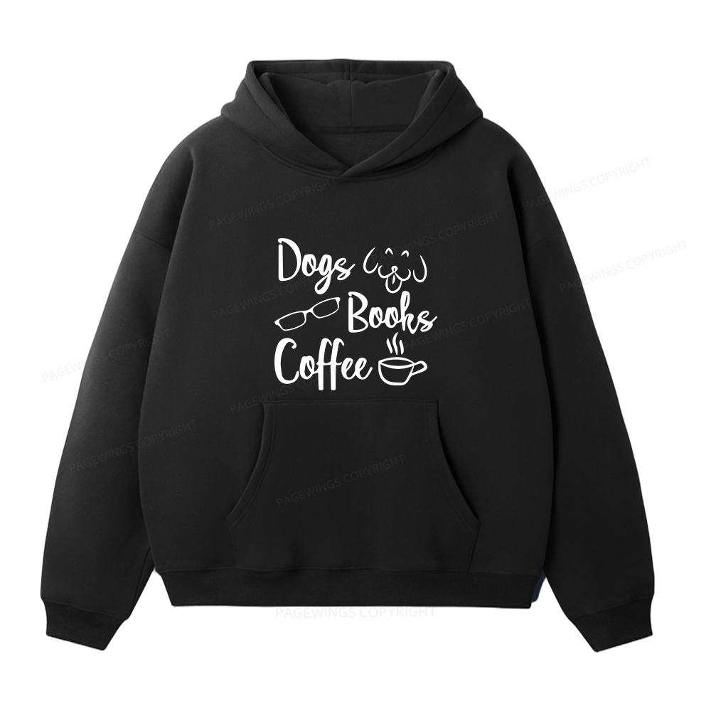Pagewings Dogs Books Coffee Unisex Fleece Hoodie Set