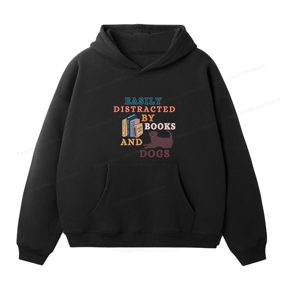 Pagewings Easily Distracted By Books And Labrador Unisex Fleece Hoodie Set