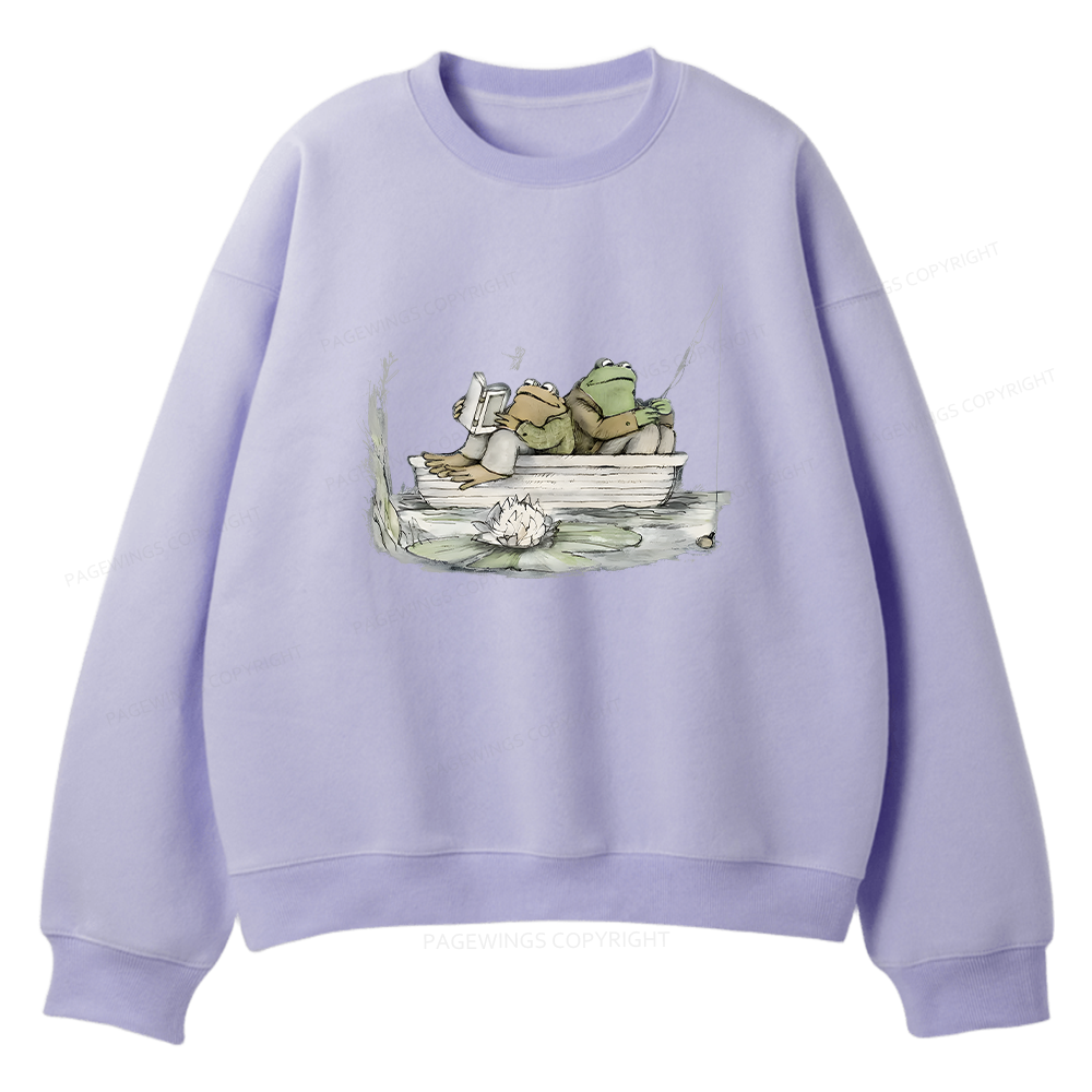 Pagewings Frog Reading Unisex Fleece Sweatshirt Set 