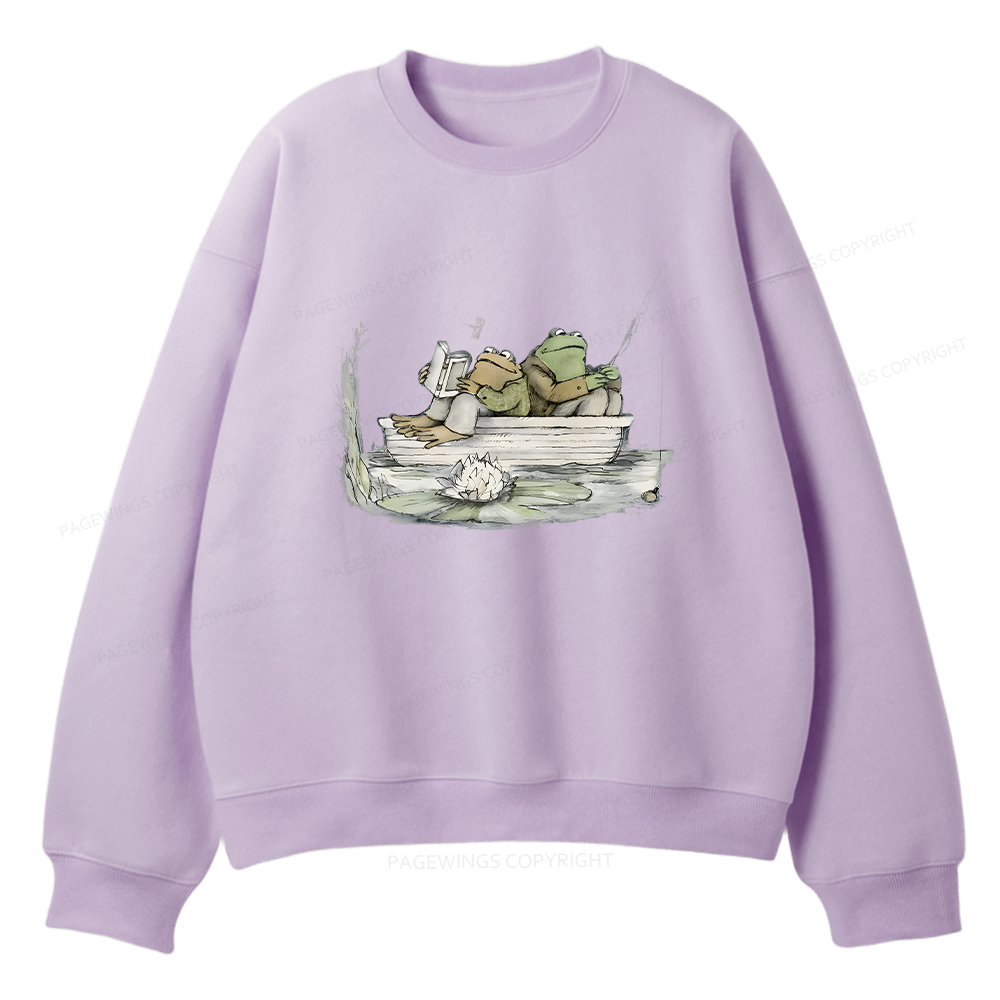 Pagewings Frog Reading Unisex Fleece Sweatshirt Set 