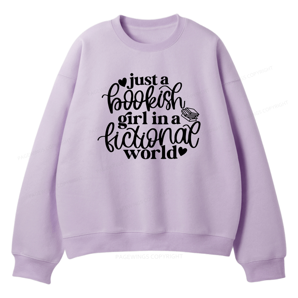 Pagewings Just A Bookish Girl In A Fictional World Unisex Fleece Sweatshirt Set 