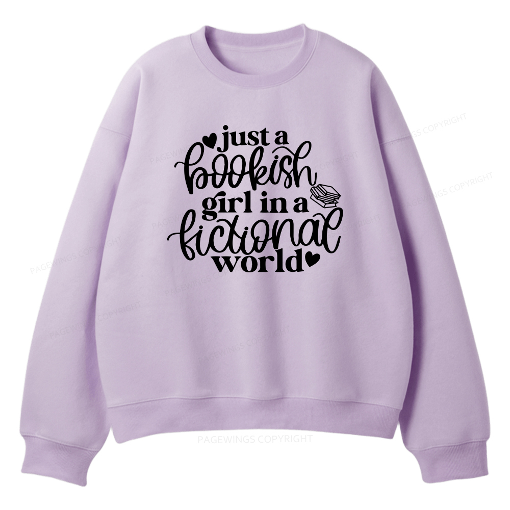 Pagewings Just A Bookish Girl In A Fictional World Unisex Fleece Sweatshirt Set 