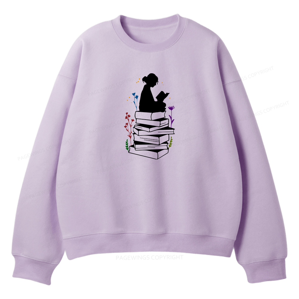 Pagewings Girl Reading Unisex Fleece Sweatshirt Set 