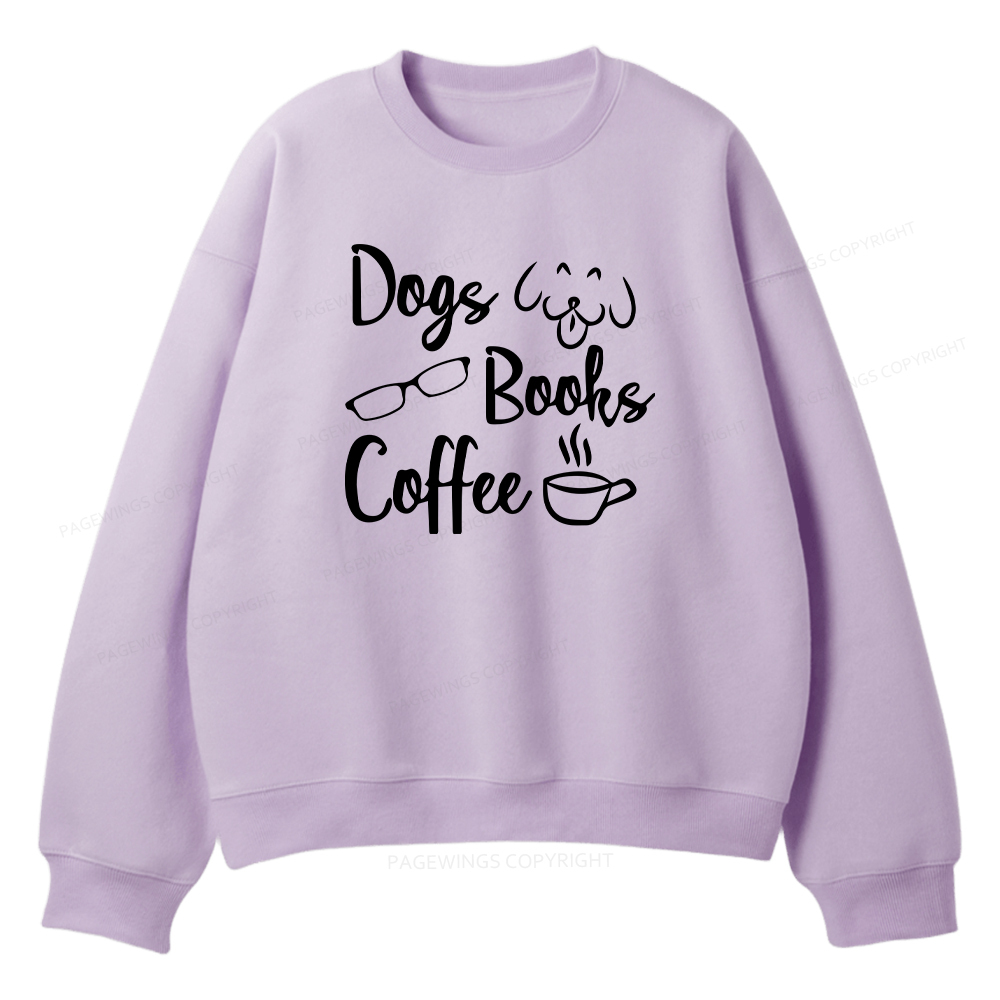Pagewings Dogs Books Coffee Unisex Fleece Sweatshirt Set 