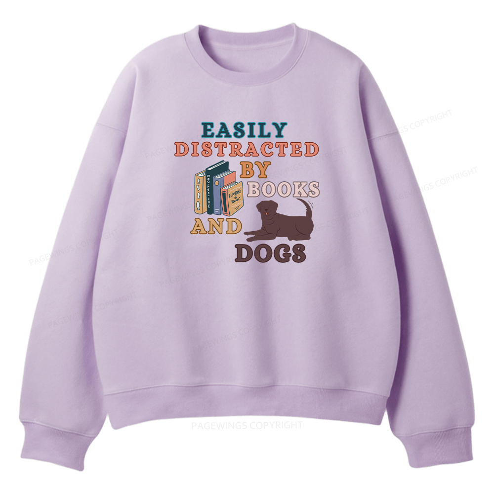 Pagewings Easily Distracted By Books And Labrador Unisex Fleece Sweatshirt Set 