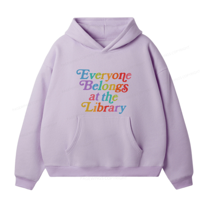 Pagewings Everyone belongs at the library Unisex Fleece Hoodie Set