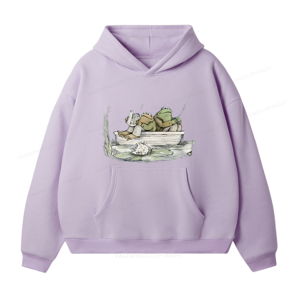 Pagewings Frog Reading Unisex Fleece Hoodie Set