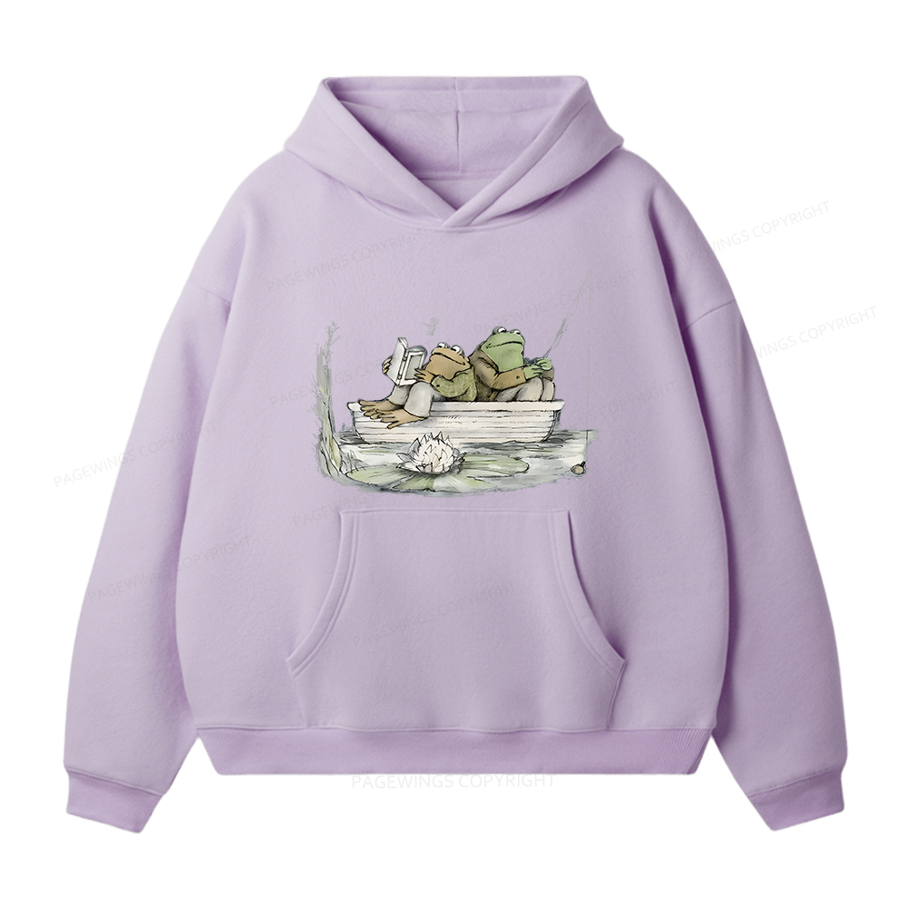 Pagewings Frog Reading Unisex Fleece Hoodie Set