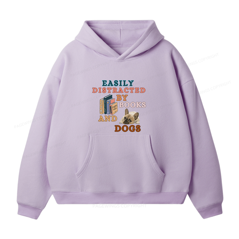 Pagewings Easily Distracted By Books And Dogs Unisex Fleece Hoodie Set