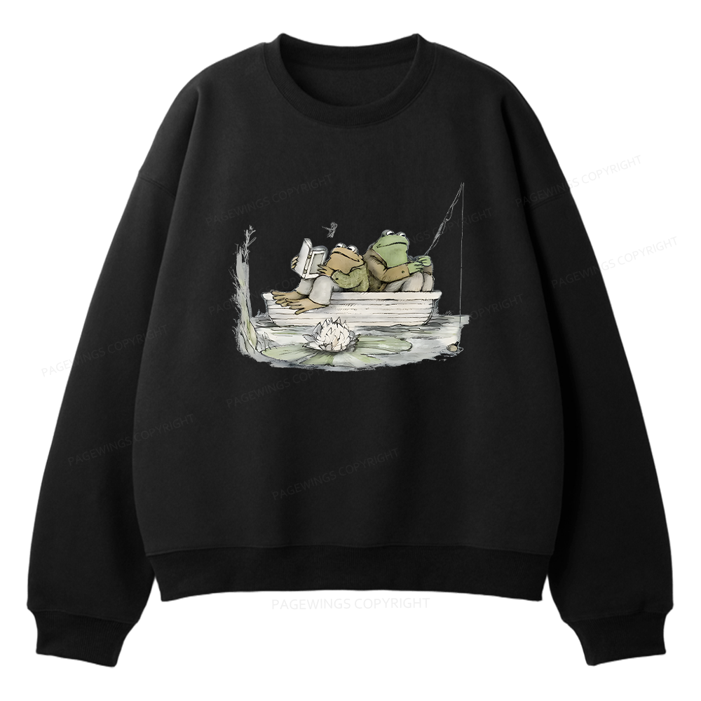 Pagewings Frog Reading Unisex Fleece Sweatshirt Set 