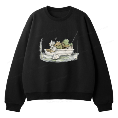 Pagewings Frog Reading Unisex Fleece Sweatshirt Set 