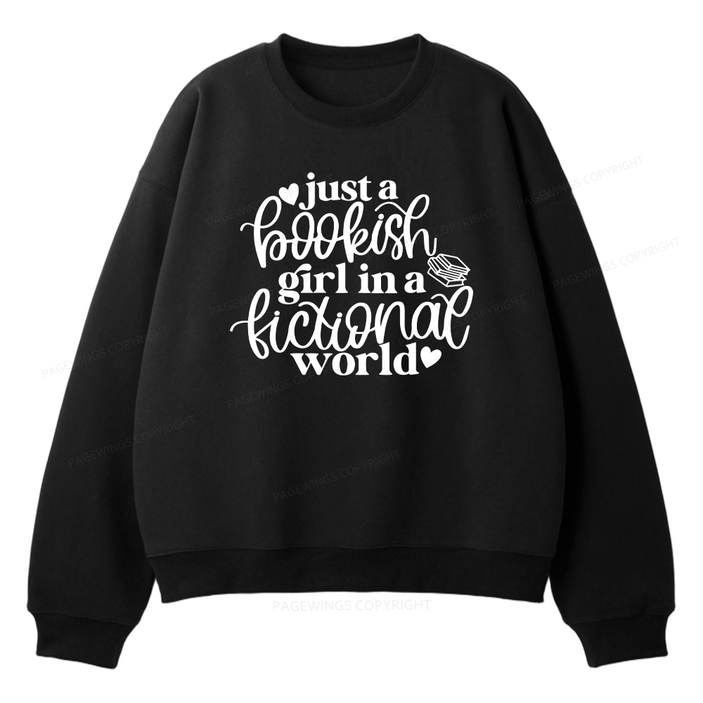 Pagewings Just A Bookish Girl In A Fictional World Unisex Fleece Sweatshirt Set 