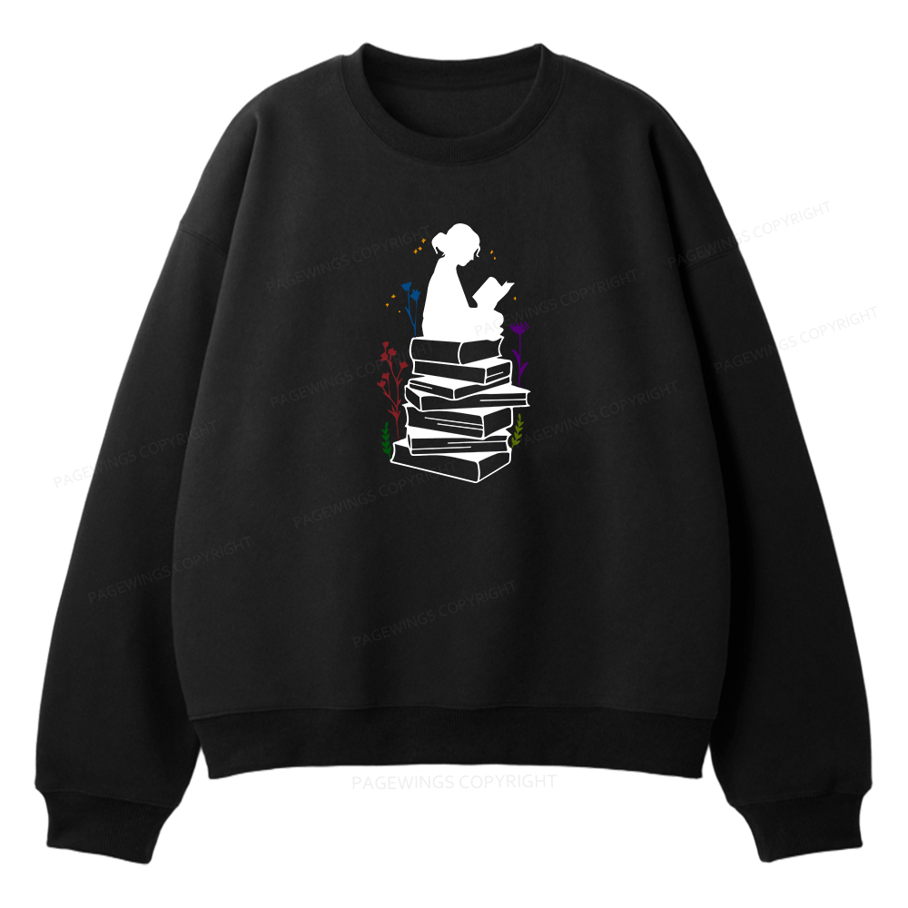 Pagewings Girl Reading Unisex Fleece Sweatshirt Set 