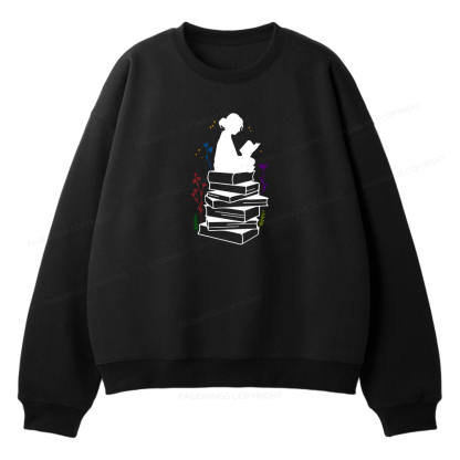 Pagewings Girl Reading Unisex Fleece Sweatshirt Set 
