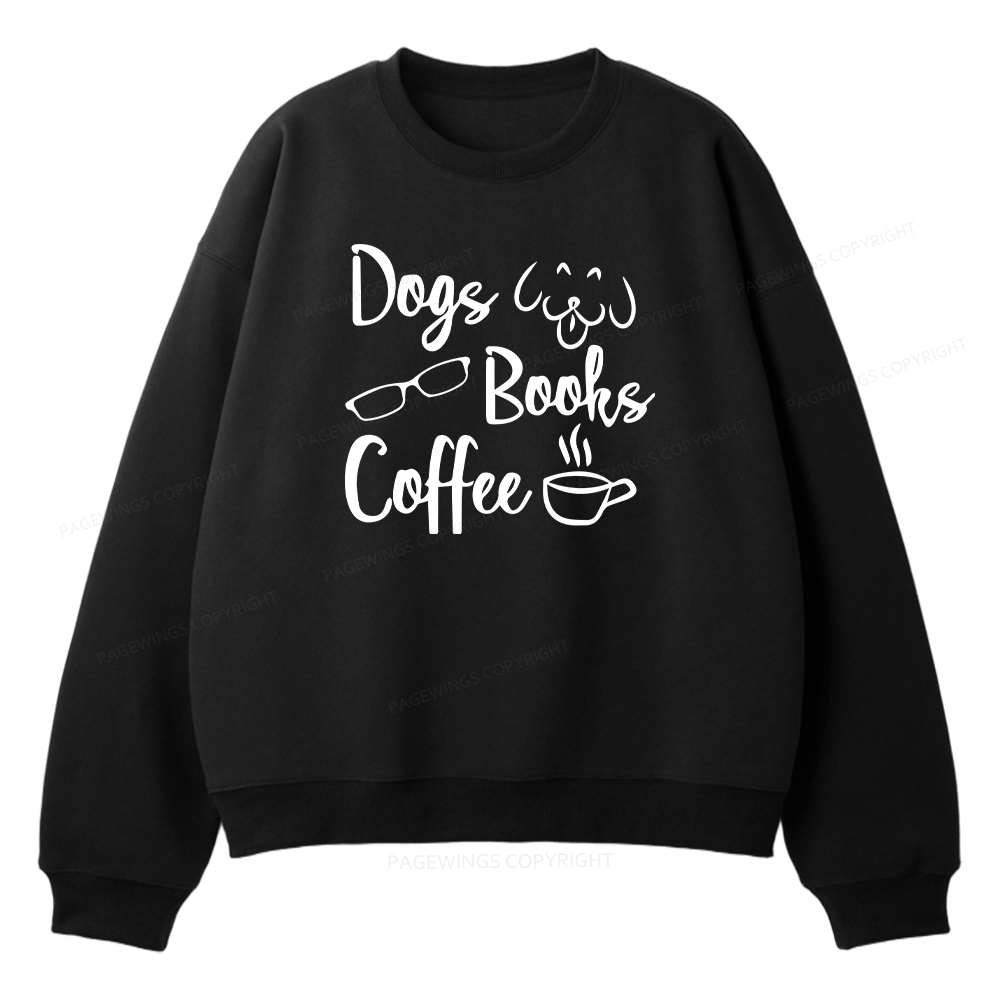 Pagewings Dogs Books Coffee Unisex Fleece Sweatshirt Set 