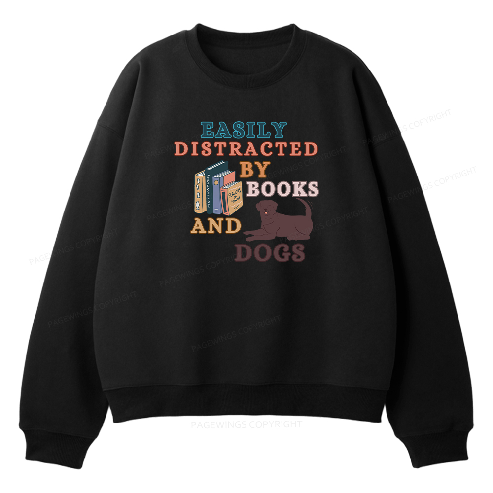 Pagewings Easily Distracted By Books And Labrador Unisex Fleece Sweatshirt Set 
