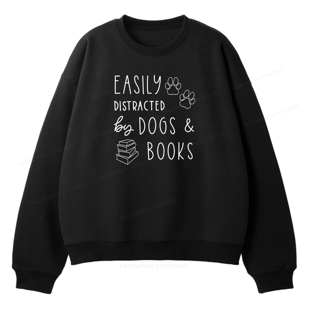 Pagewings Dogs And Books Unisex Fleece Sweatshirt Set 